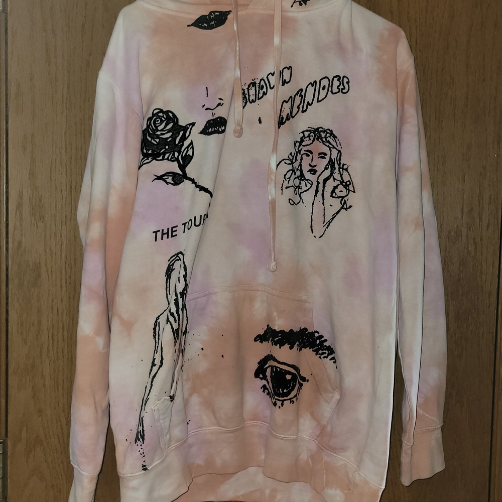 Shawn Mendes Tour Hoodie Large Graphic Print Pink Hoodie Sweater